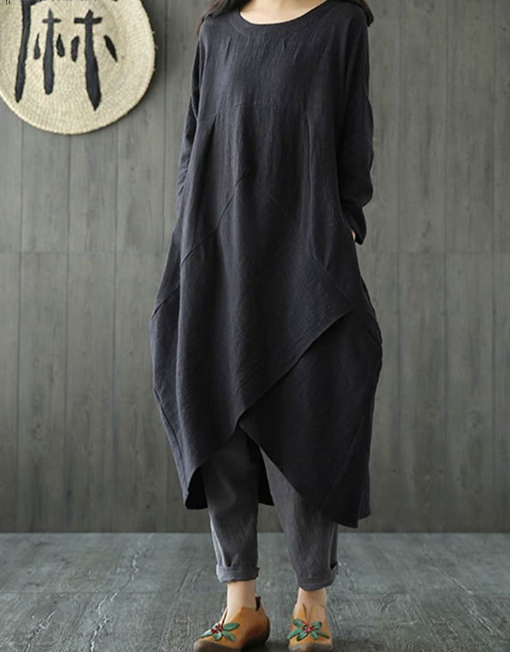 Zavando – Langärmliges Damenkleid Schwarz